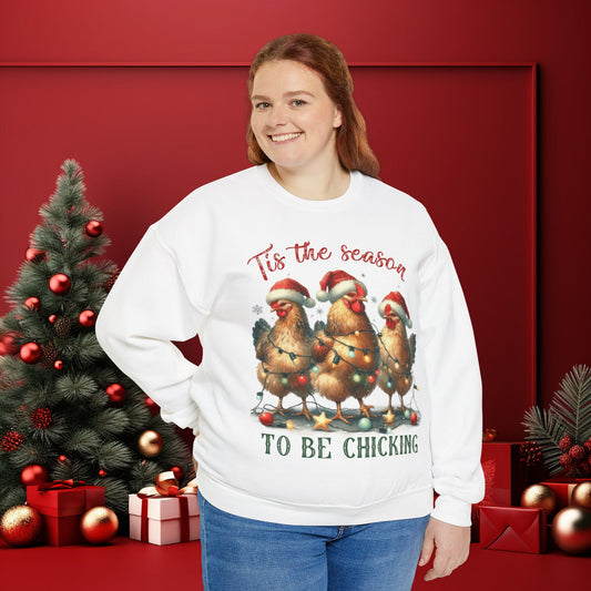 Vintage Christmas Tis the Season to be Chicking Holiday Sweatshirt