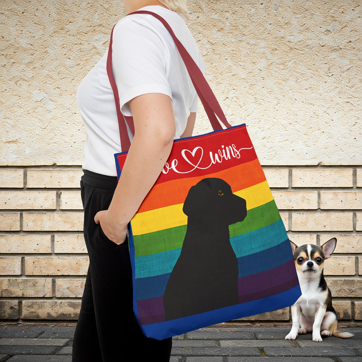 Love Wins Rainbow Dog Lover Tote