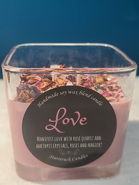 Manifest Love Crystal Intention Candle