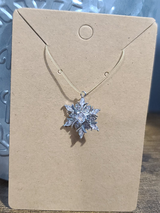 Rhodium Plated Christmas Snowflake CZ Charm