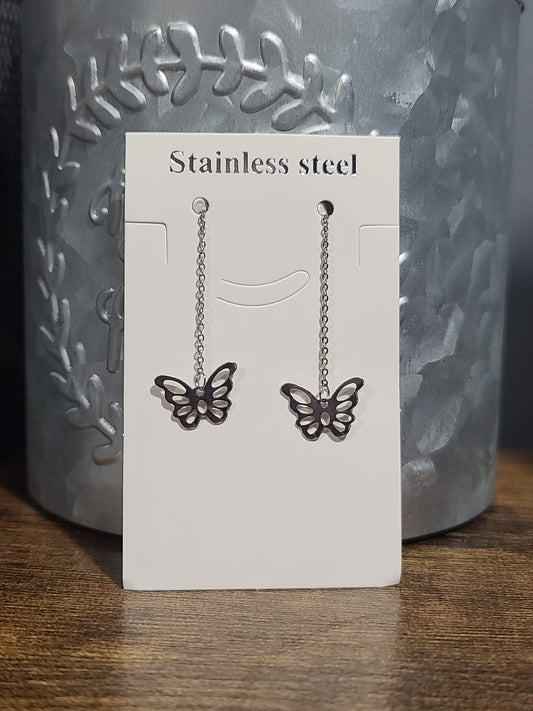 Stainless Steel Stylish Butterfly Threader Earrings