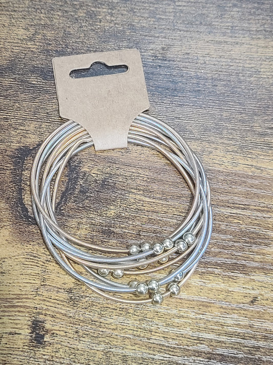 Two Tone Guitar String Bracelet Set