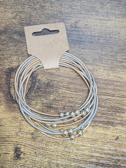 Two Tone Guitar String Bracelet Set