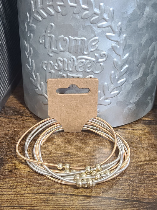 Two Tone Guitar String Bracelet Set