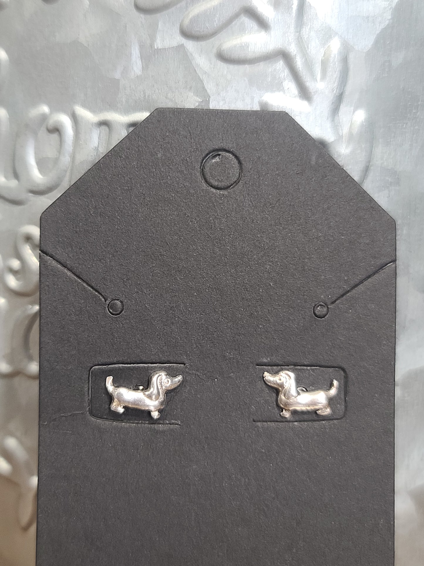 Sterling Silver Miniature Dachshund Stud Earrings