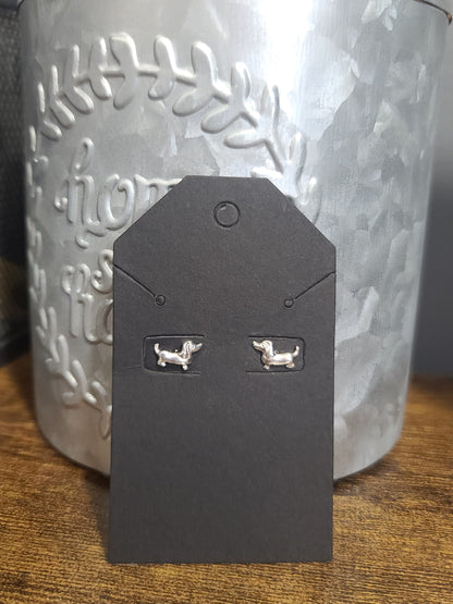 Sterling Silver Miniature Dachshund Stud Earrings