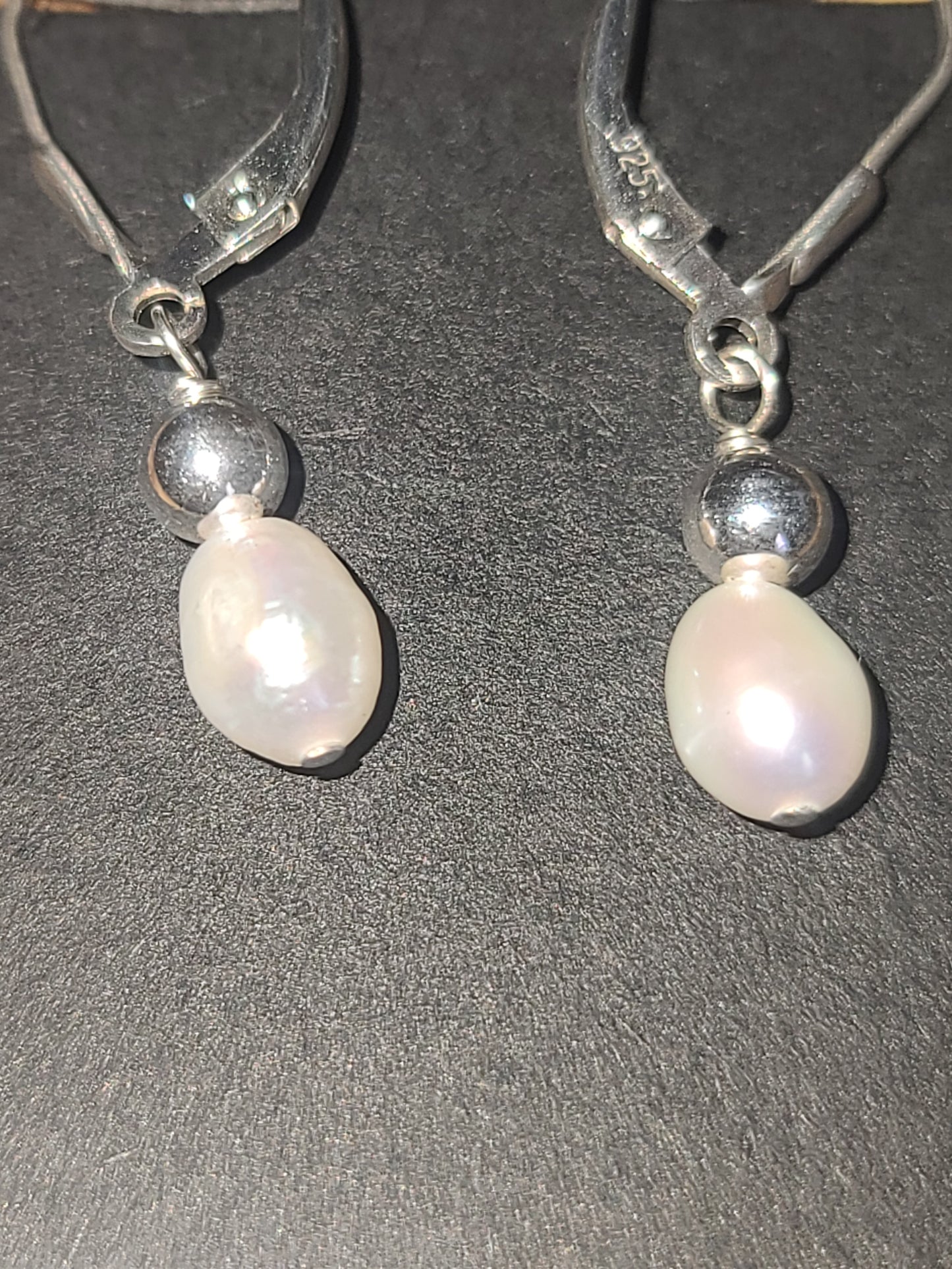 Cultured Freshwater Rice Pearl Lever Earrings