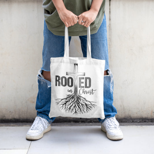 Rooted in Christ Canvas Eco-Friendly Reusable Tote Bag