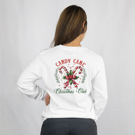 Christmas Candy Cane Long-Sleeve, Dual-Sided T-shirt