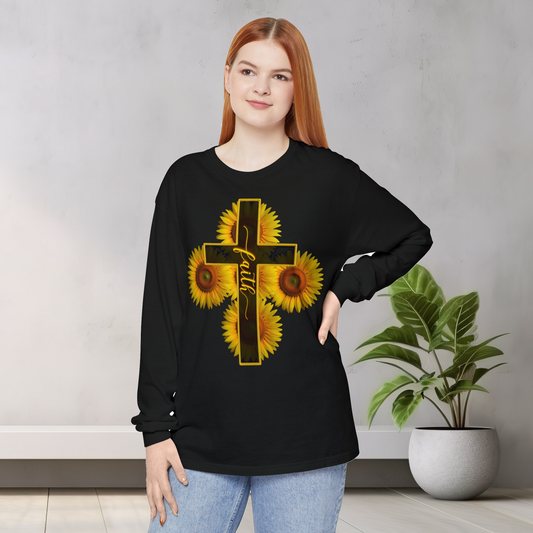 Faith and Sunflowers: A Symbol of Hope and Belief Long Sleeve T-shirt