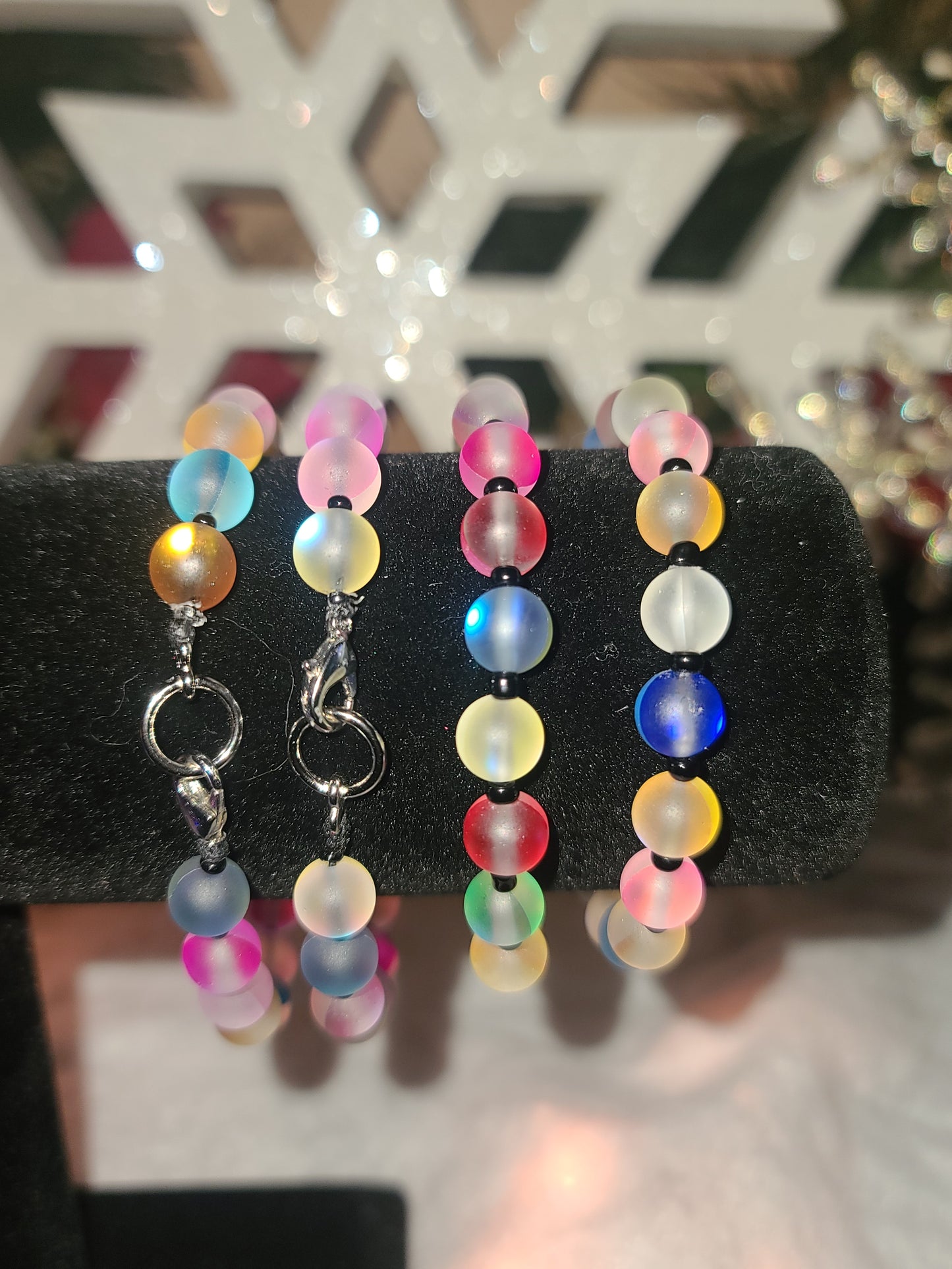 Handmade Iridescent Glass Beaded Bracelet