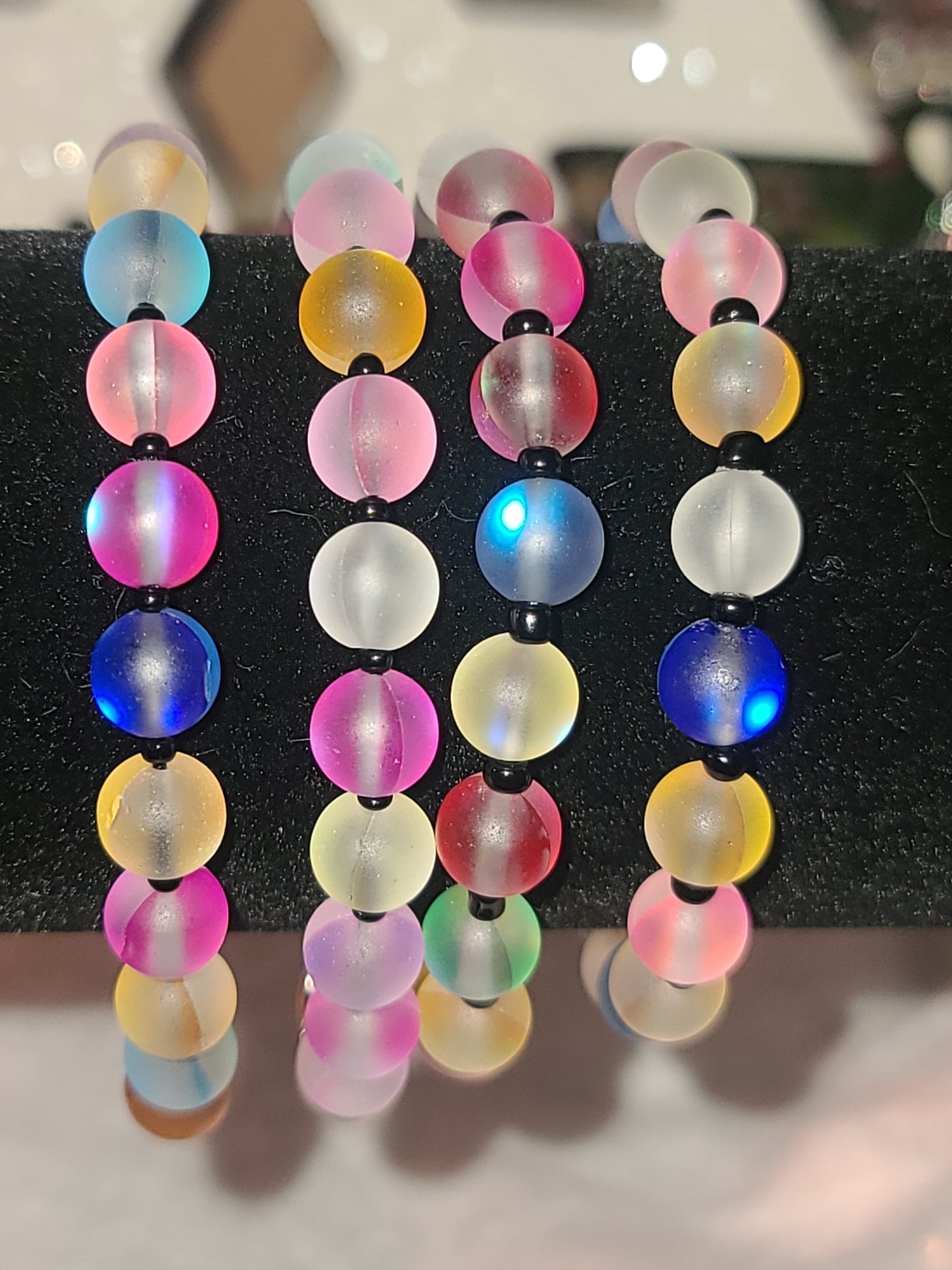 Handmade Iridescent Glass Beaded Bracelet