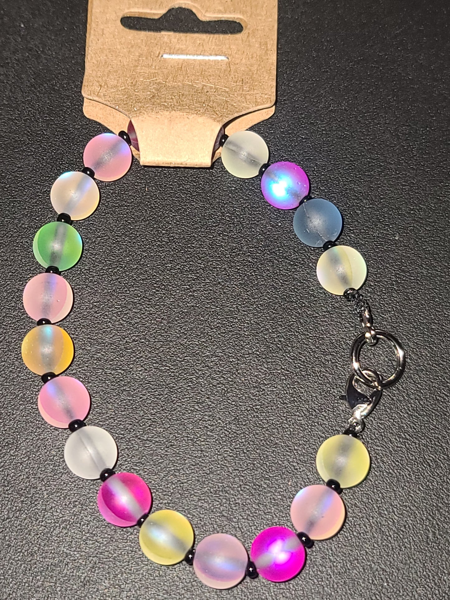 Handmade Iridescent Glass Beaded Bracelet