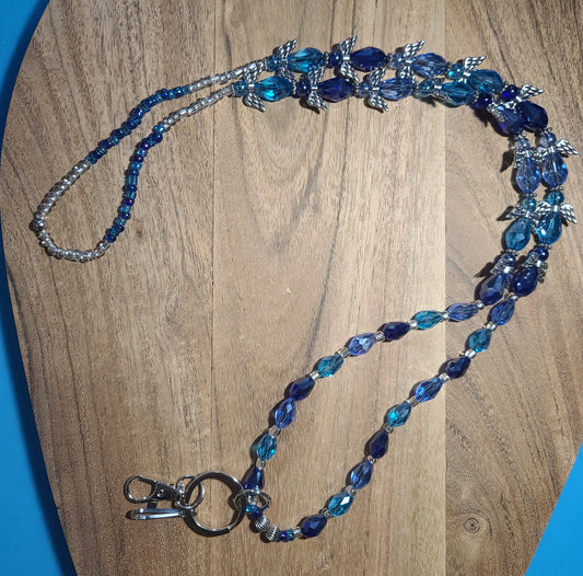 Handmade Beaded Angel Winged Lanyard with Breakaway  ID Badge Holder