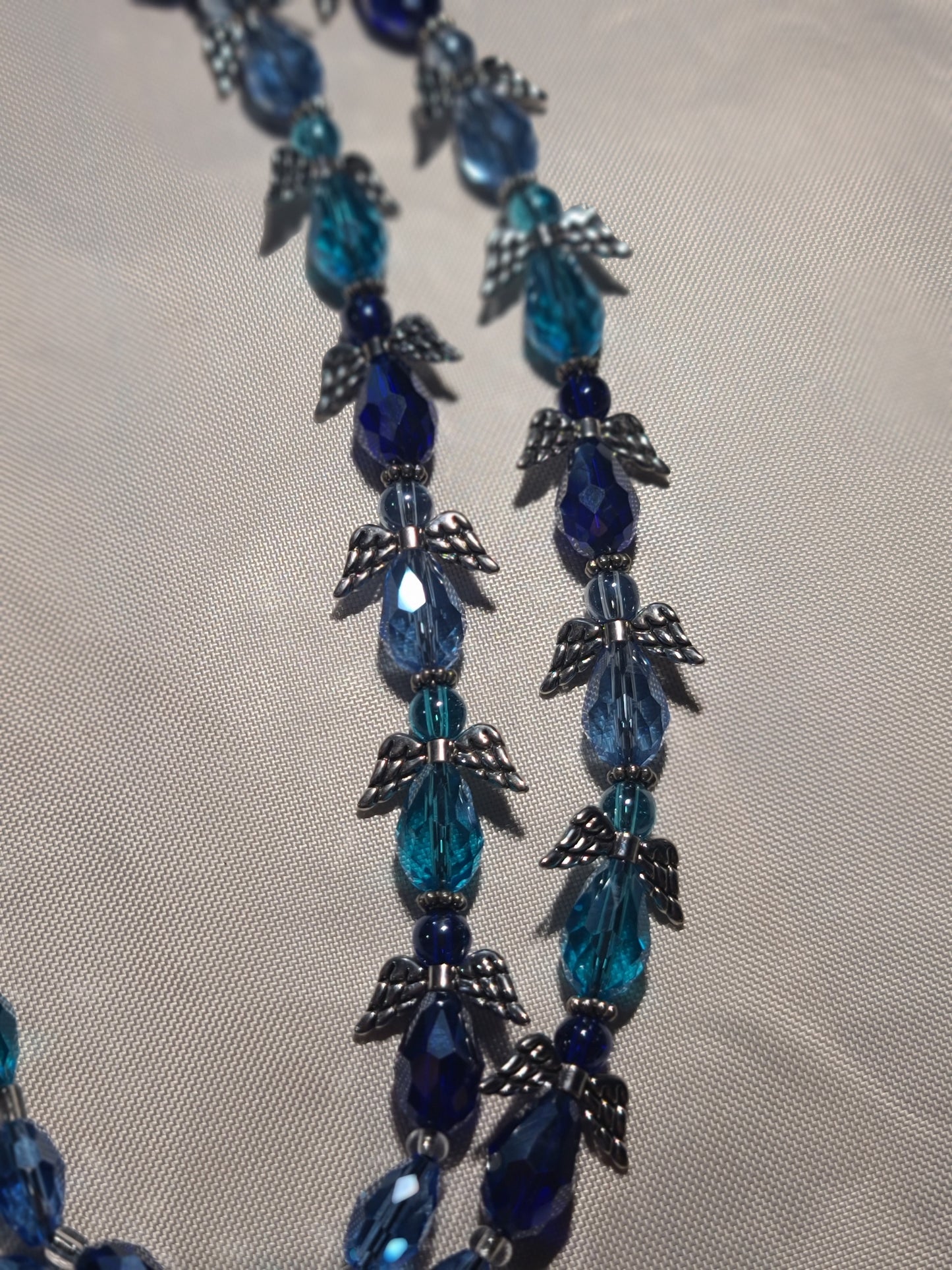 Handmade Beaded Angel Winged Lanyard with Breakaway ID Badge Holder
