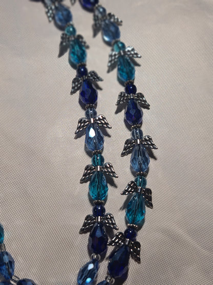 Handmade Beaded Angel Winged Lanyard with Breakaway ID Badge Holder