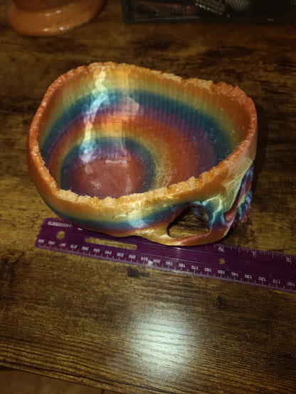 3D Printed Rainbow Skull Candy Bowl, Planter, Halloween Decor, PLA Eco Friendly, Spooky Gothic Home Decor, Fun Desk Organizer, Pen Holder