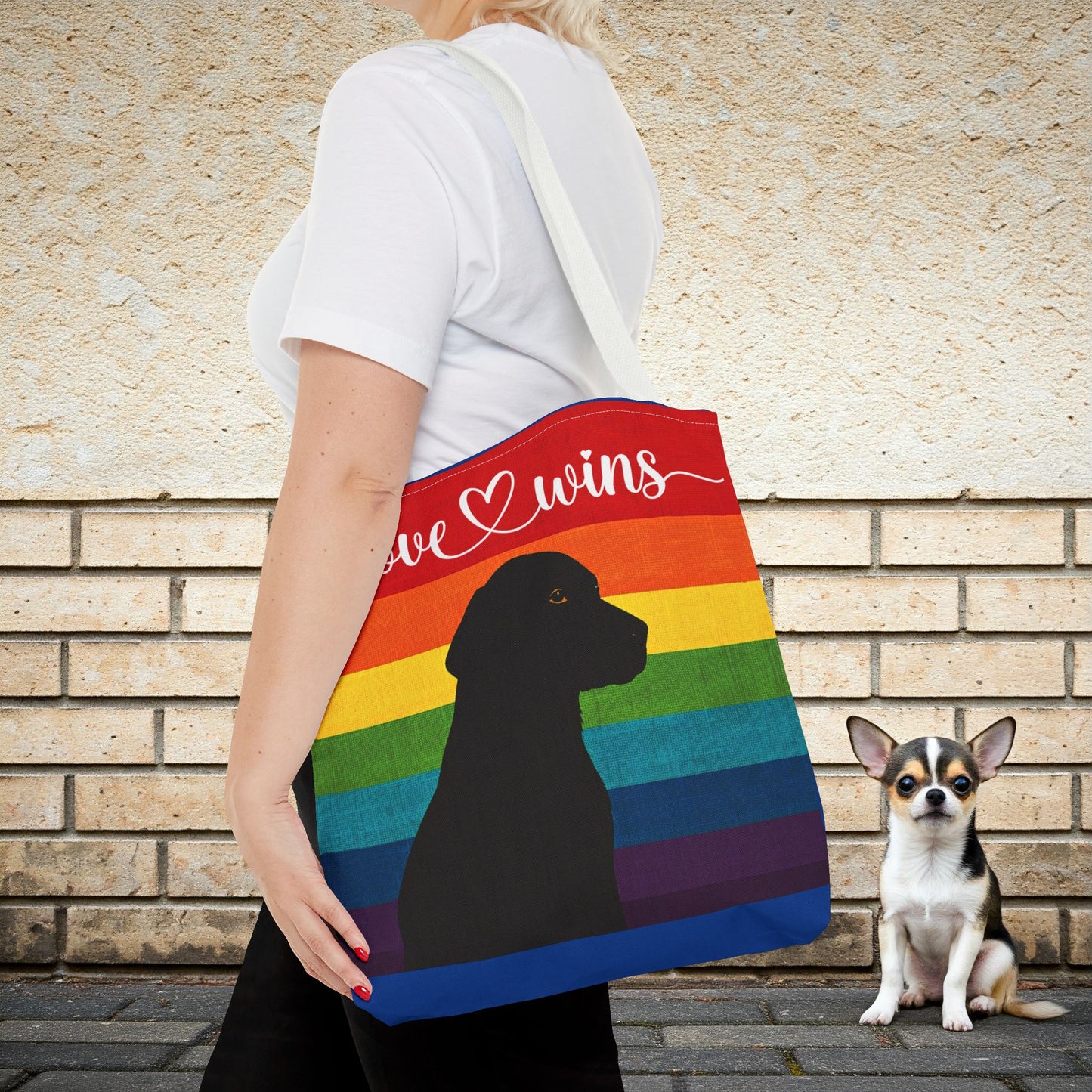 Love Wins Rainbow Dog Lover Tote