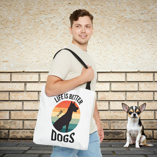 Dog Lover Tote Bag - Life Is Better with Dogs Reusable Tote Bag