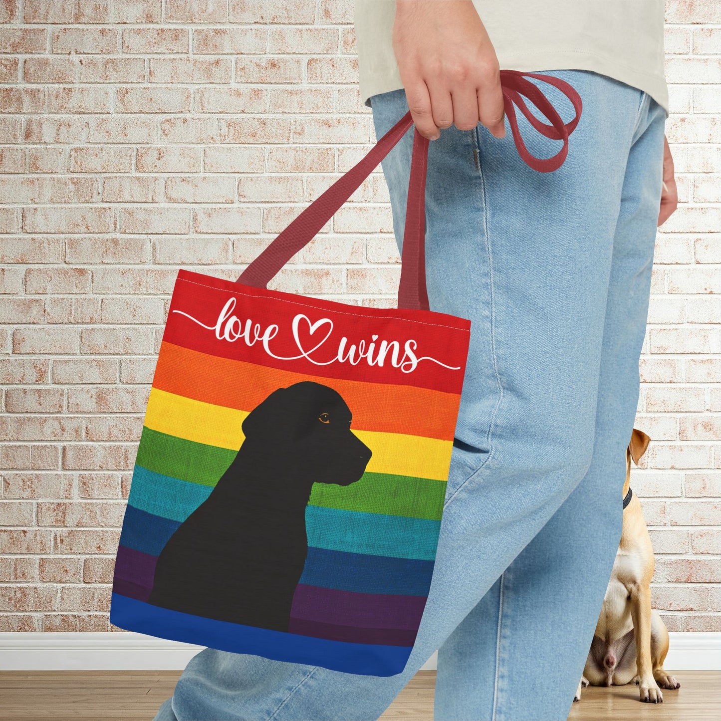 Love Wins Rainbow Dog Lover Tote