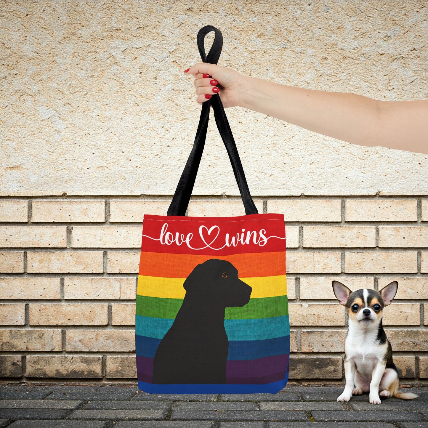 Love Wins Rainbow Dog Lover Tote