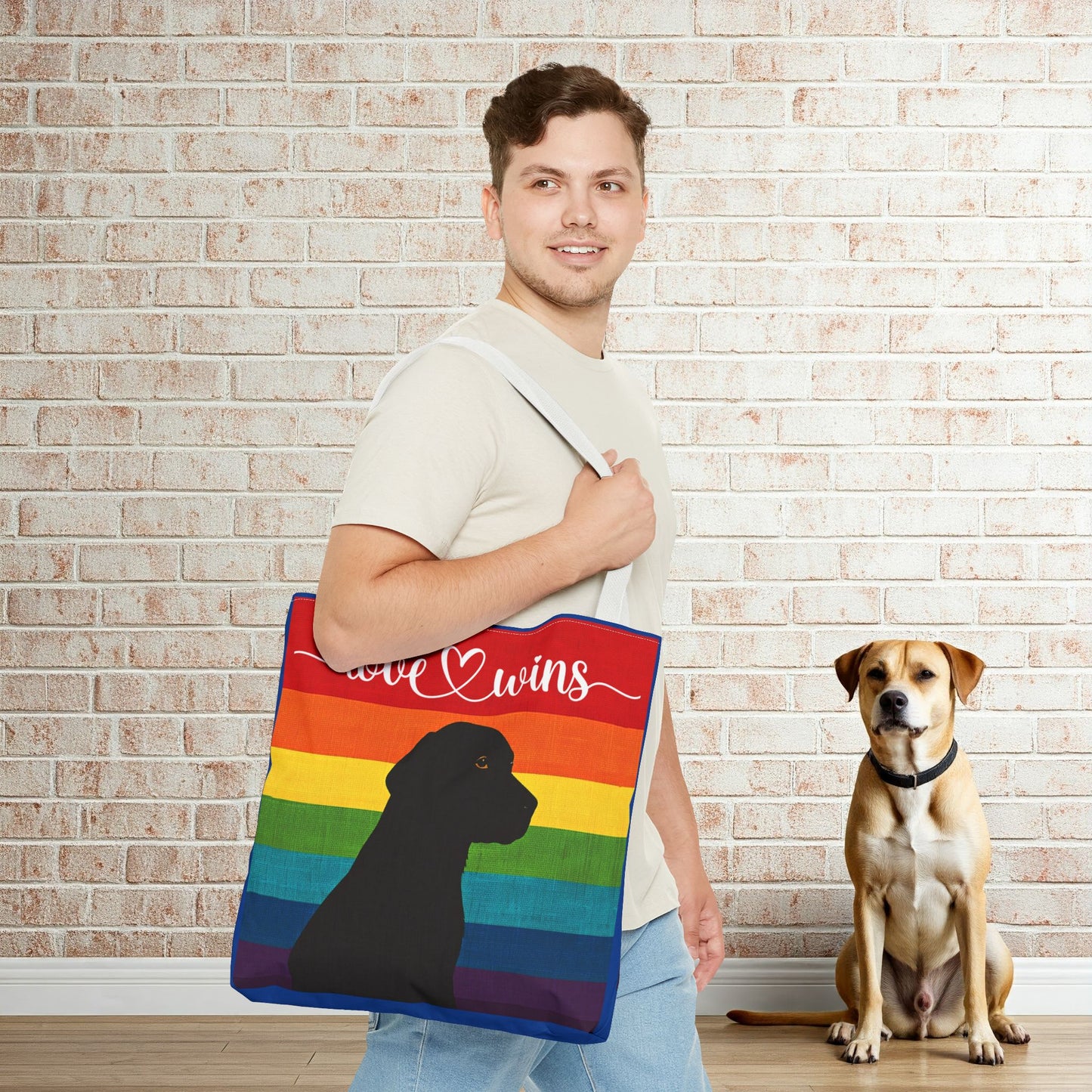 Love Wins Rainbow Dog Lover Tote