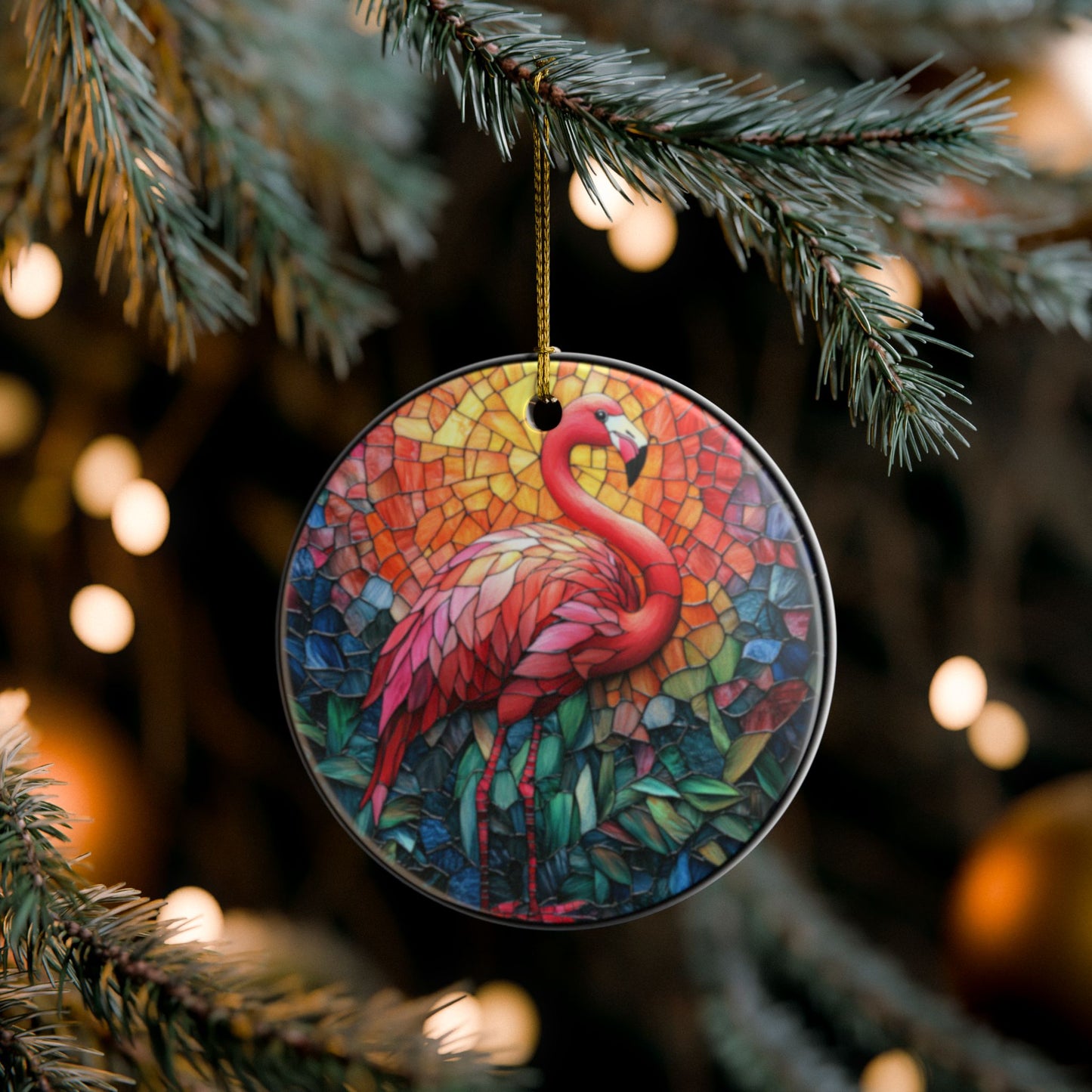 Colorful tropical holiday decoration ceramic ornament