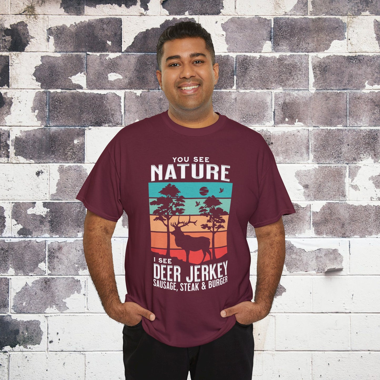 Nature vs Deer Jerky, Sausage, Steak, Burger T-Shirt