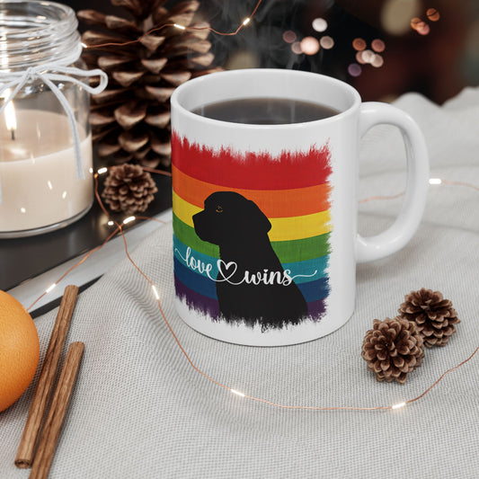 Love Wins Dog Lover Rainbow Coffee Mug (11 or 15 Oz)