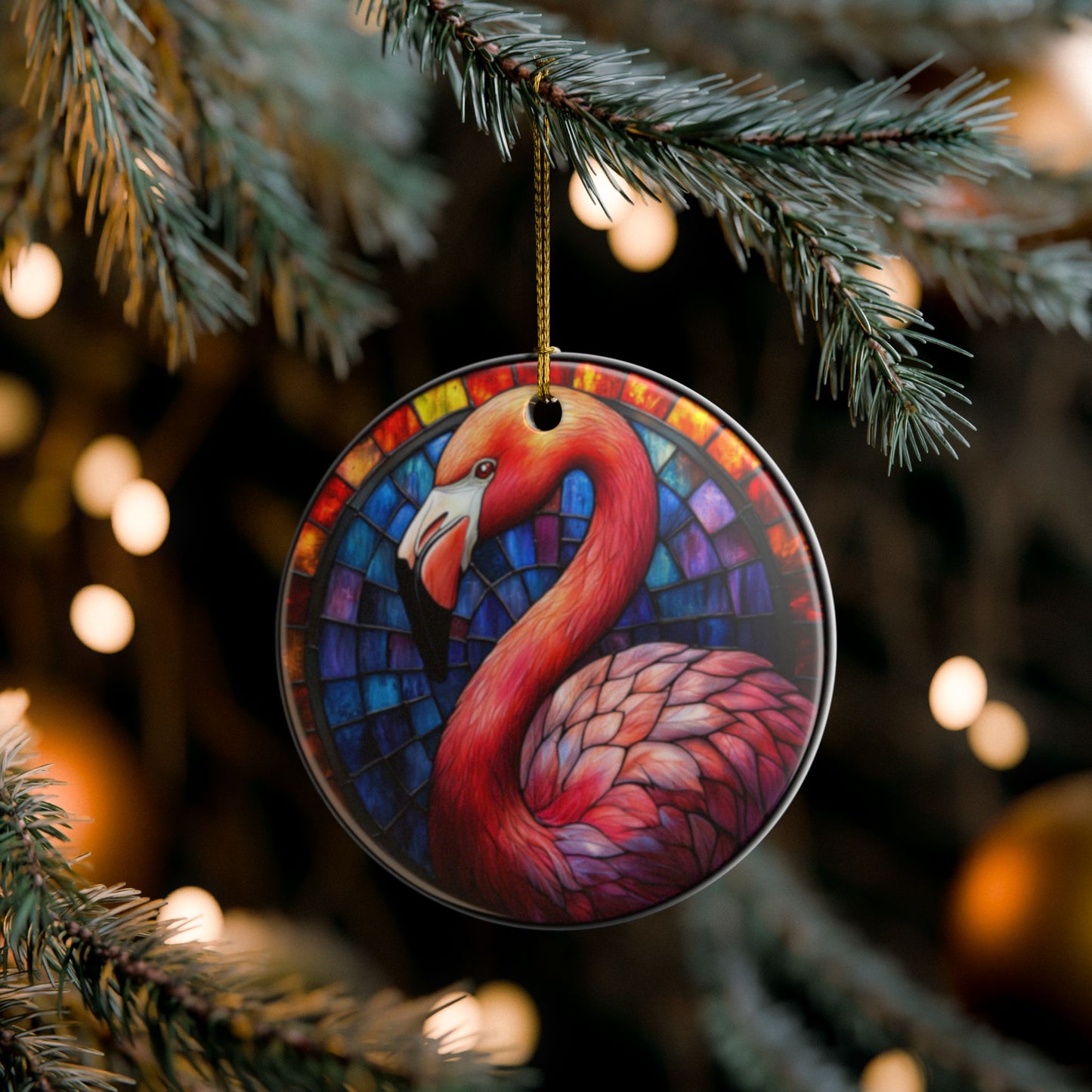 Double-sided flamingo Christmas ornament for bird lover