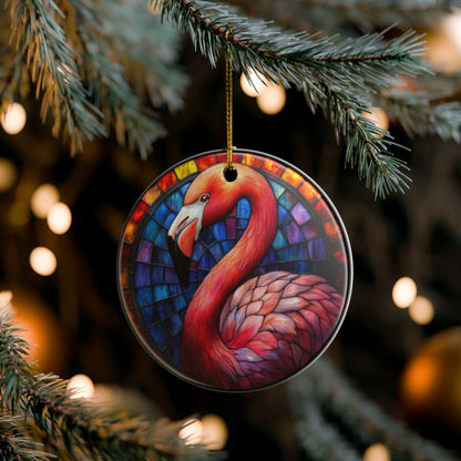 Double-sided flamingo Christmas ornament for bird lover