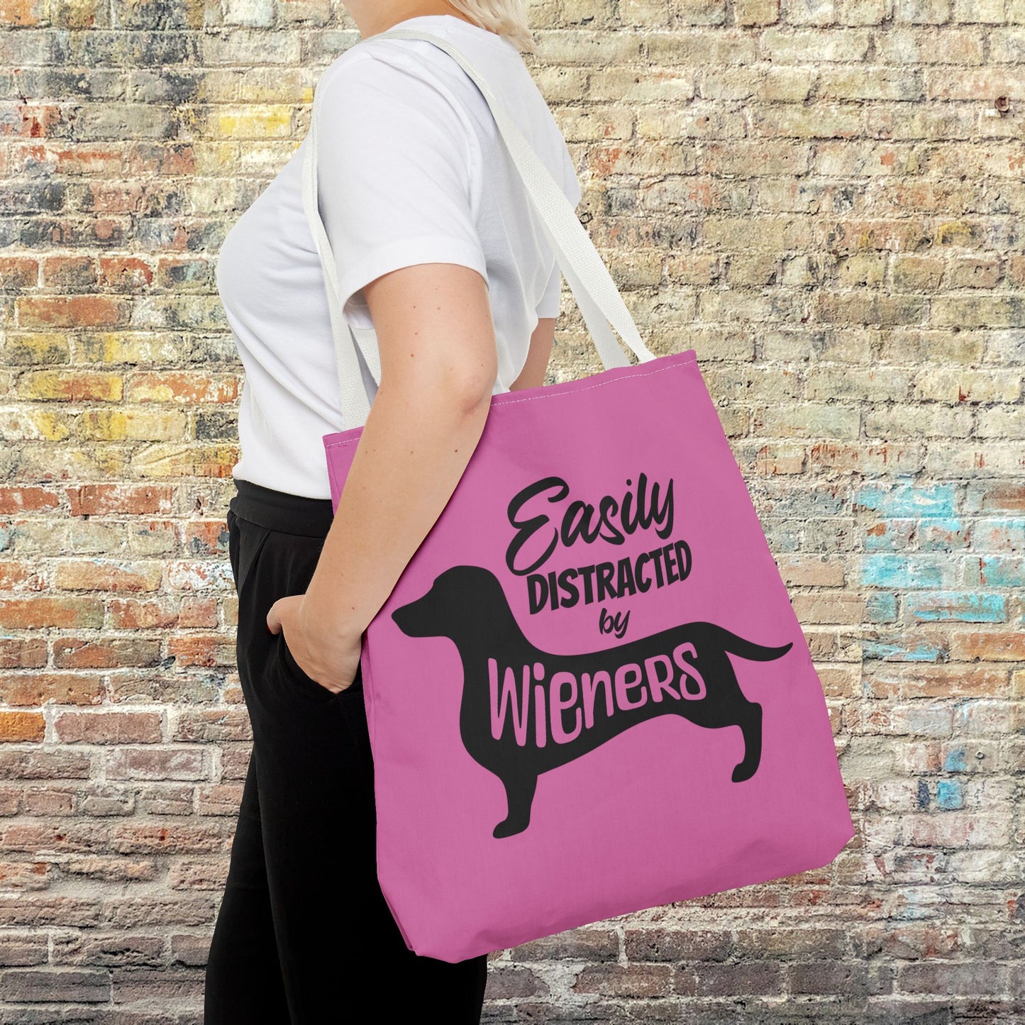 Easily Distracted by Wieners Dachshund Lover Reusable Tote Bag