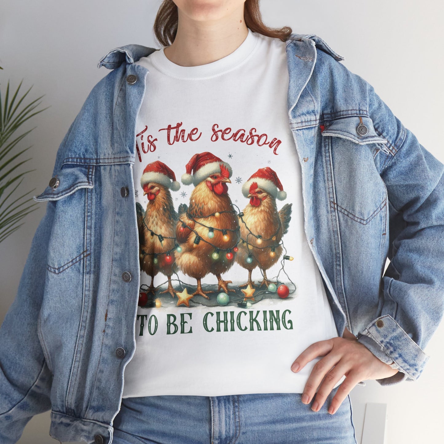 Vintage Chickens Christmas Tee, 'Tis The Season to Be Chicking