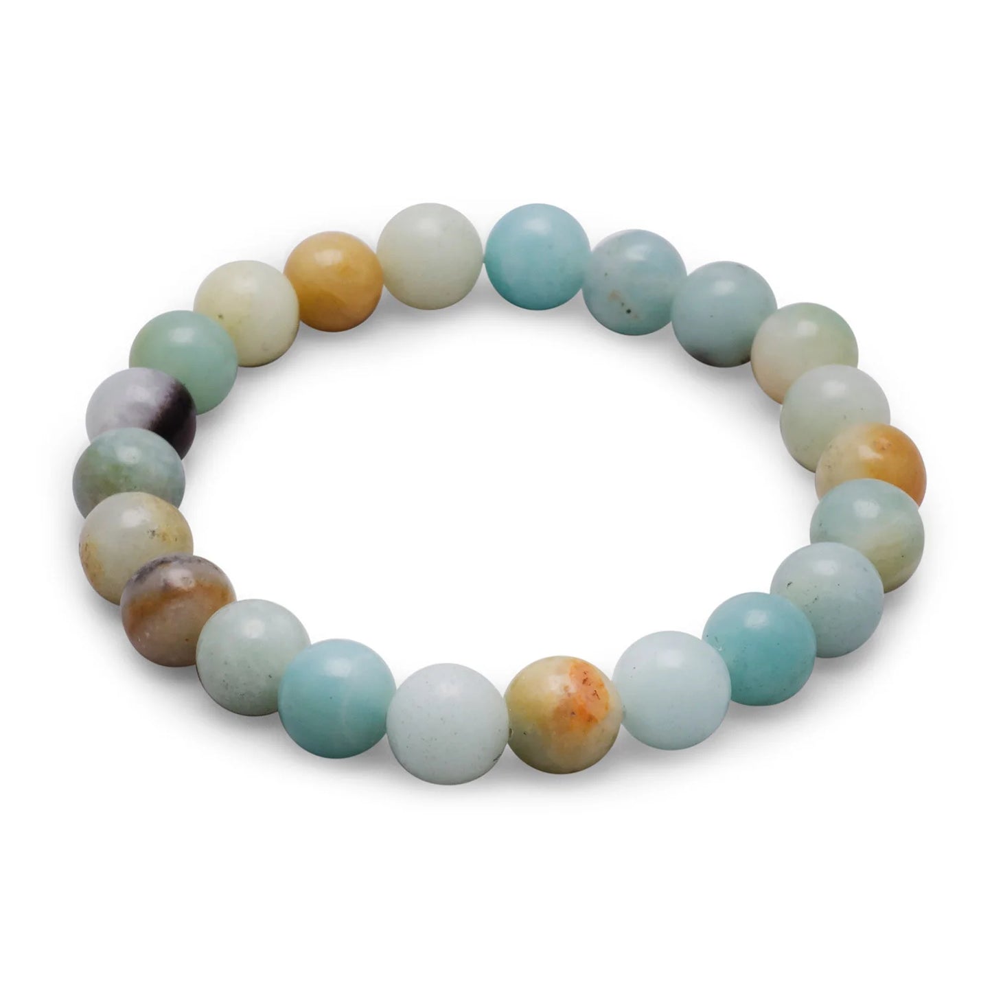 Holistic Amazonite Stretch Bracelet (8 mm) Stackable Stretch Bracelet for Emotional Balance, Clarity and Healing