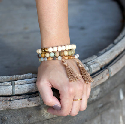 Holistic Amazonite Stretch Bracelet (8 mm) Stackable Stretch Bracelet for Emotional Balance, Clarity and Healing