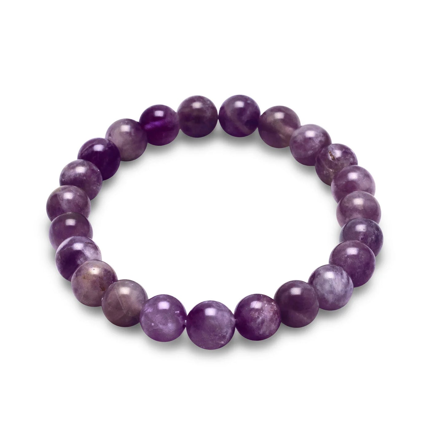 Holistic Amethyst Gemstone Stretch Bracelet (8 mm) Stackable Bracelet for Stress Relief and Focus