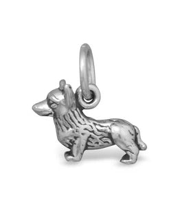 Mini 3D Corgi Dog Sterling Silver Charm