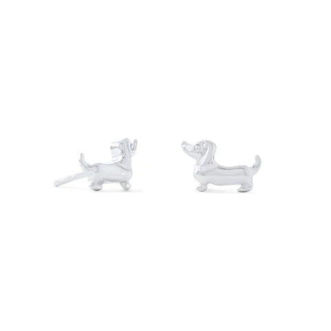 Sterling Silver Miniature Dachshund Stud Earrings