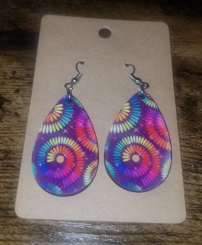 Teardrop Rainbow Design Earrings