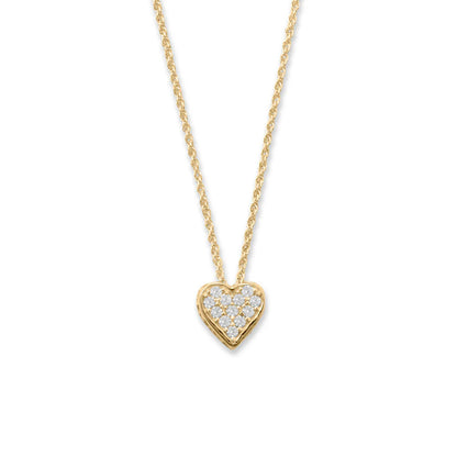 14 Karat Gold Plated Pave CZ Heart "MOM" Necklace