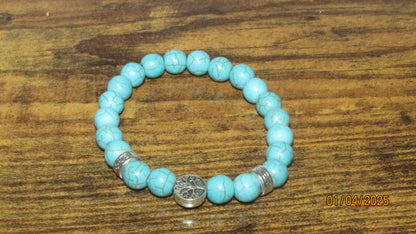 Cracked Turquoise Stretch Beaded Bracelets With Charm (14 Variations)