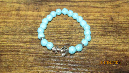 Cracked Turquoise Stretch Beaded Bracelets With Charm (14 Variations)