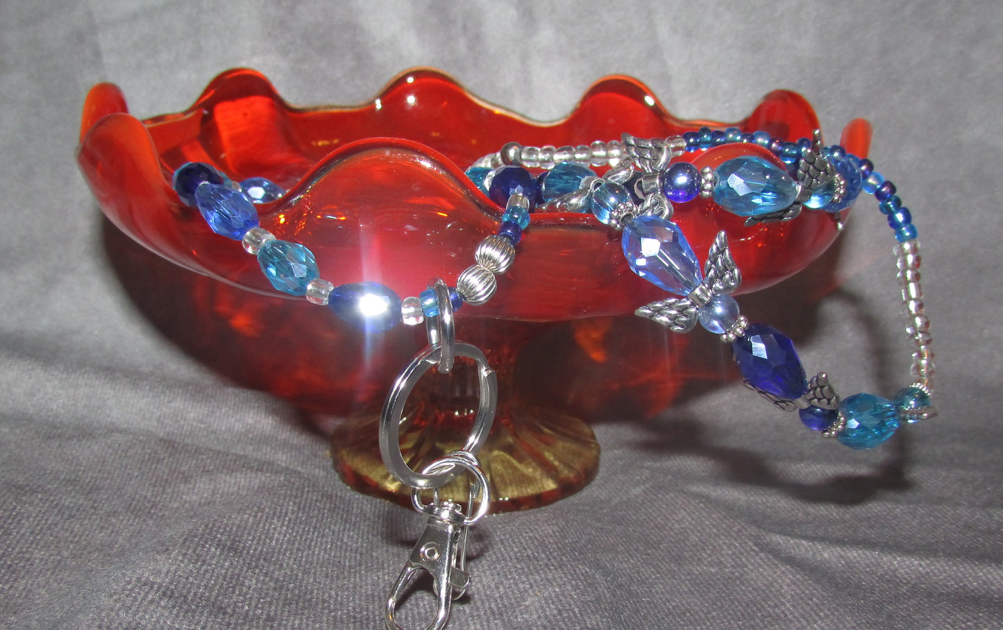 Handmade Beaded Angel Winged Lanyard with Breakaway ID Badge Holder
