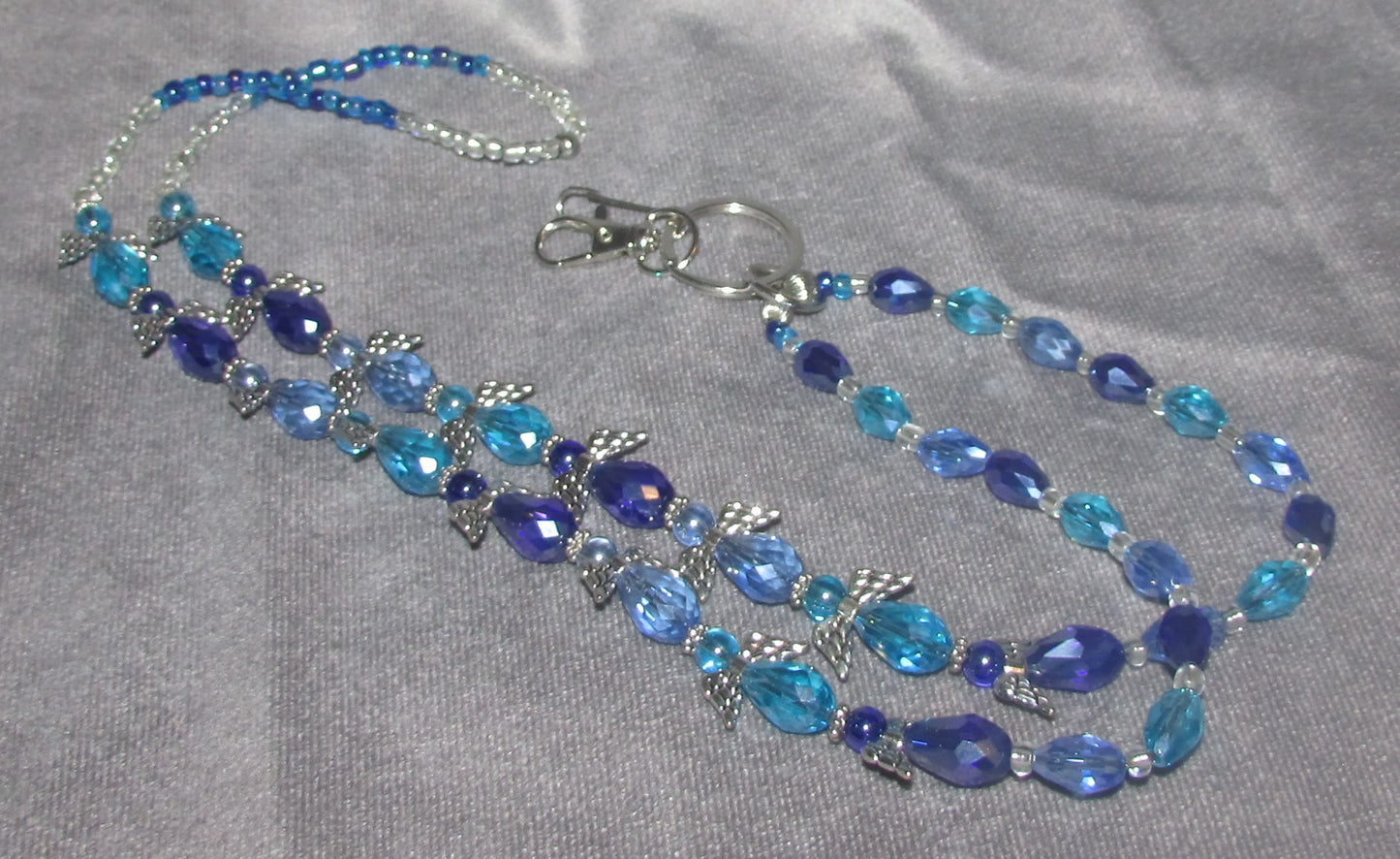 Handmade Beaded Angel Winged Lanyard with Breakaway ID Badge Holder