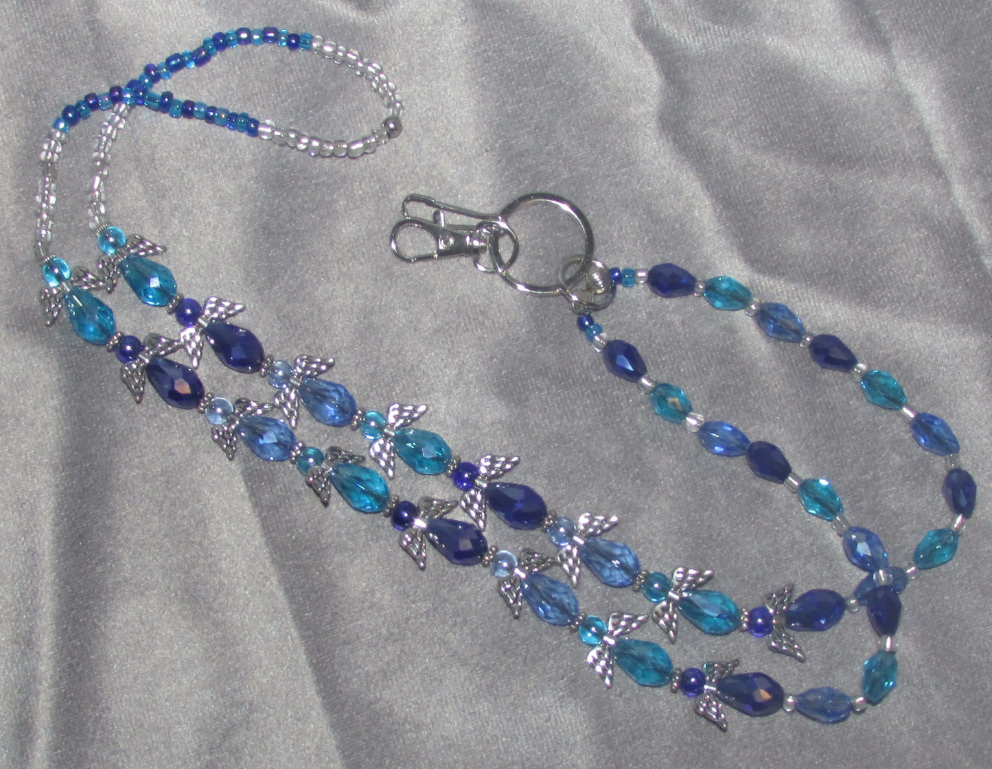 Handmade Beaded Angel Winged Lanyard with Breakaway ID Badge Holder