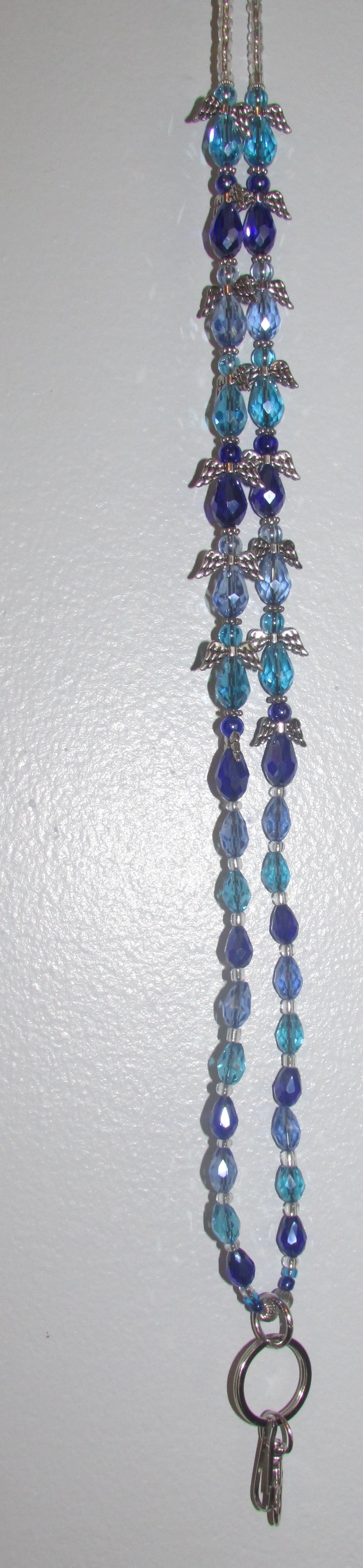 Handmade Beaded Angel Winged Lanyard with Breakaway ID Badge Holder