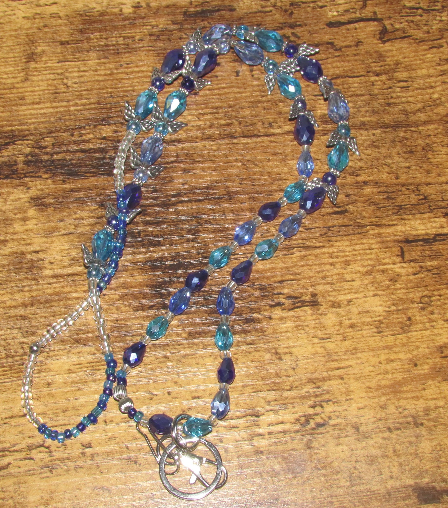 Handmade Beaded Angel Winged Lanyard with Breakaway ID Badge Holder