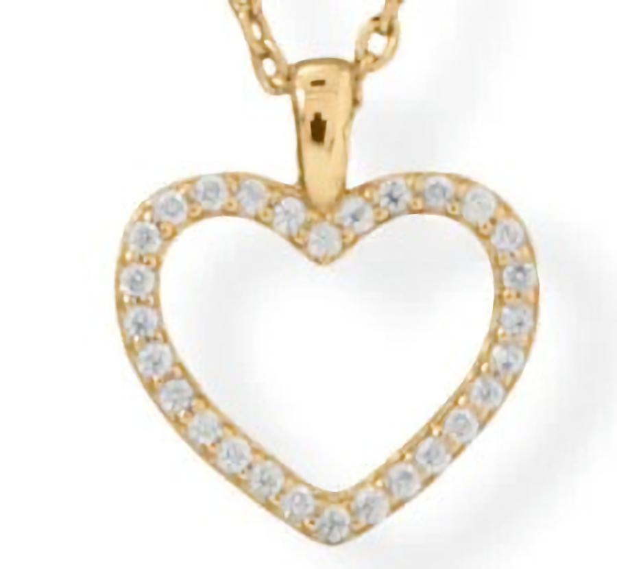 14 Karat Gold Plated CZ Heart Necklace (16" + 2" extender)