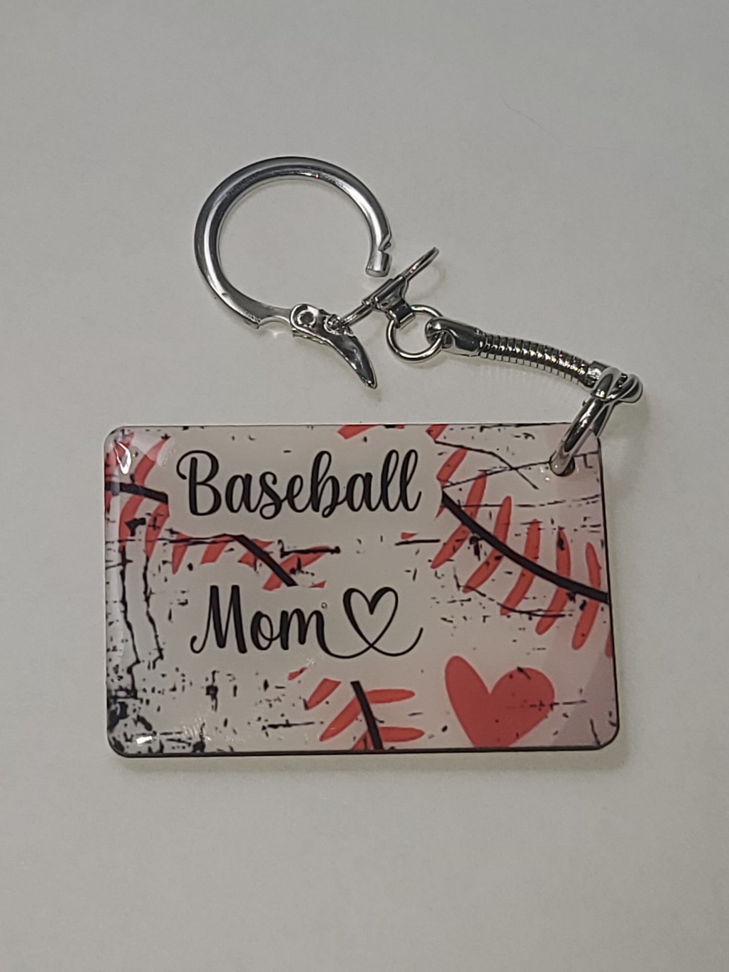 Handmade Baseball Mom Keychain – Sporty Gift with Snap-End Lock