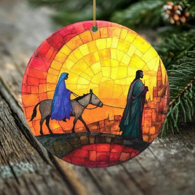 Journey to Bethlehem Double Sided Porcelain Christmas Ornament, UV Printed